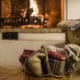 blankets and fireplace at cas gasi hotel